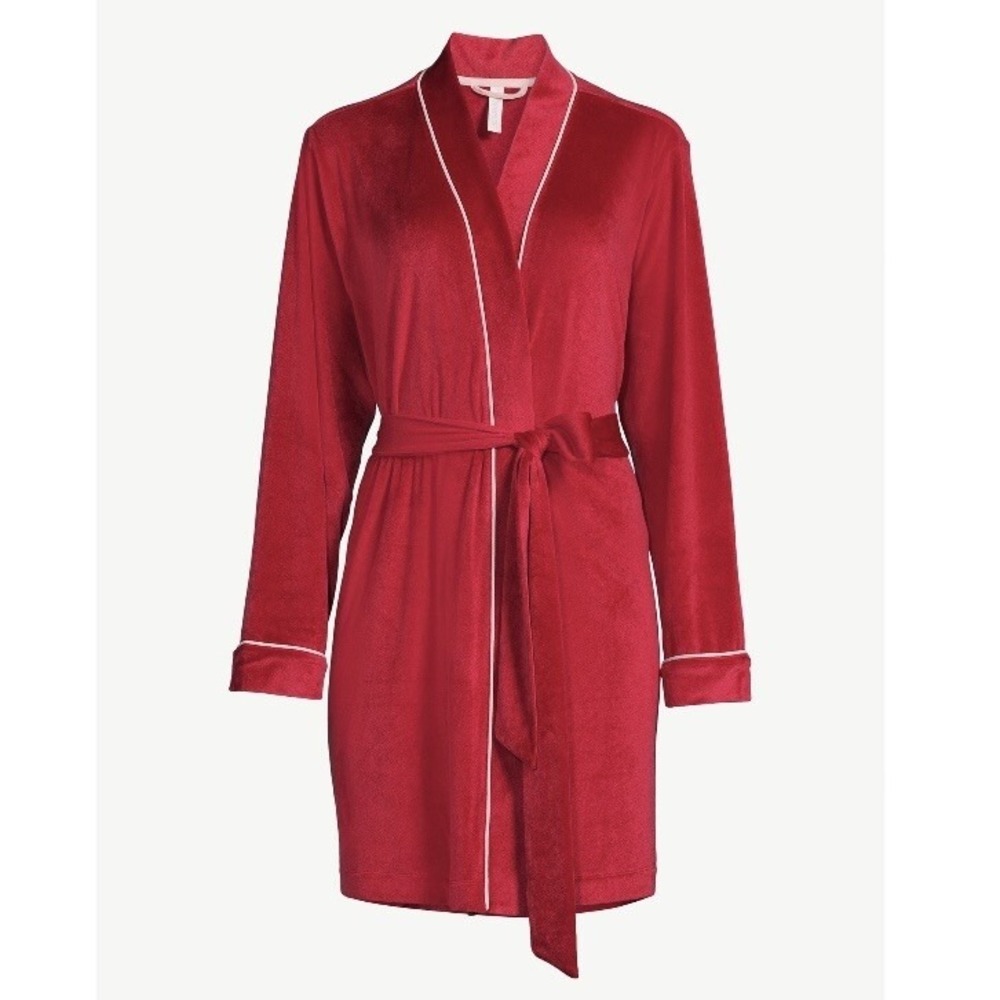 Joyspun Womens Velour Knit Robe and Eye Mask Set 2X 18W-20W New with Tags Red